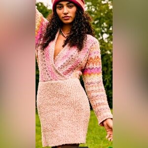 Free People Pink and Multicolor Mini Dress